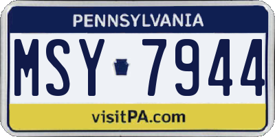 PA license plate MSY7944