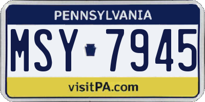 PA license plate MSY7945
