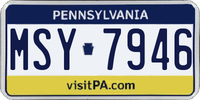 PA license plate MSY7946