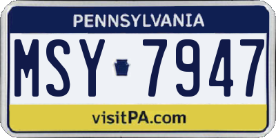 PA license plate MSY7947