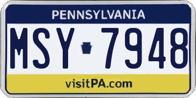 PA license plate MSY7948