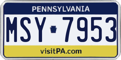 PA license plate MSY7953