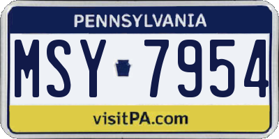 PA license plate MSY7954