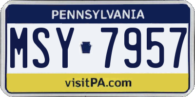 PA license plate MSY7957