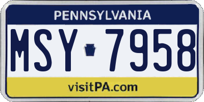 PA license plate MSY7958