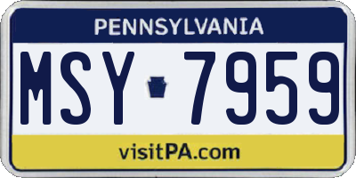 PA license plate MSY7959