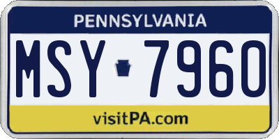 PA license plate MSY7960