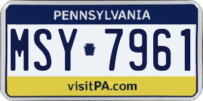 PA license plate MSY7961