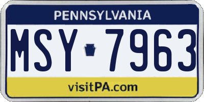 PA license plate MSY7963