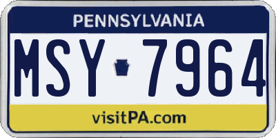 PA license plate MSY7964