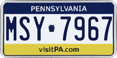 PA license plate MSY7967