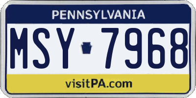 PA license plate MSY7968