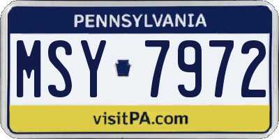 PA license plate MSY7972