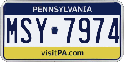 PA license plate MSY7974
