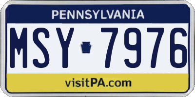 PA license plate MSY7976
