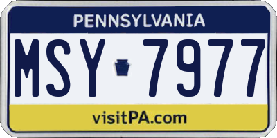 PA license plate MSY7977