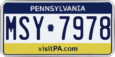 PA license plate MSY7978