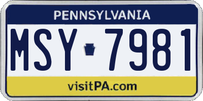 PA license plate MSY7981