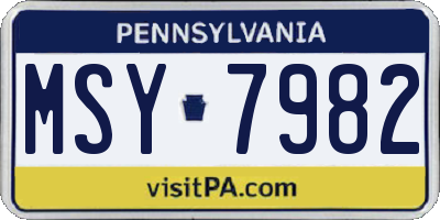 PA license plate MSY7982