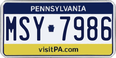 PA license plate MSY7986