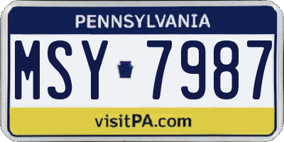 PA license plate MSY7987