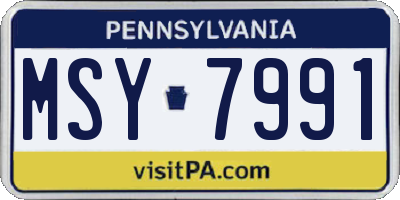 PA license plate MSY7991