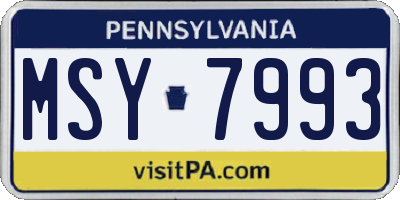PA license plate MSY7993