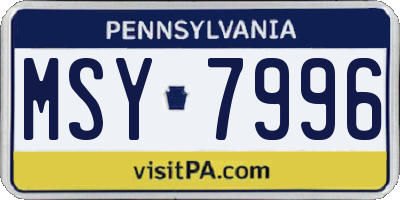 PA license plate MSY7996