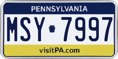 PA license plate MSY7997