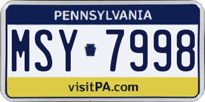 PA license plate MSY7998
