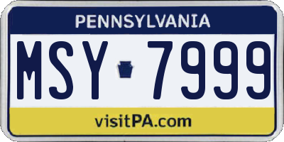 PA license plate MSY7999
