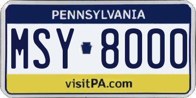 PA license plate MSY8000