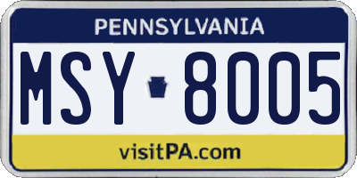 PA license plate MSY8005