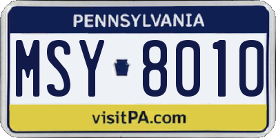 PA license plate MSY8010