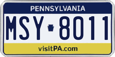 PA license plate MSY8011