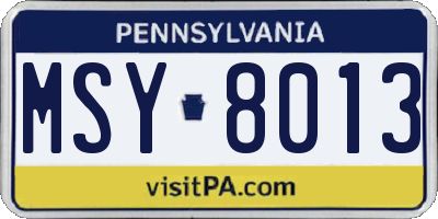 PA license plate MSY8013