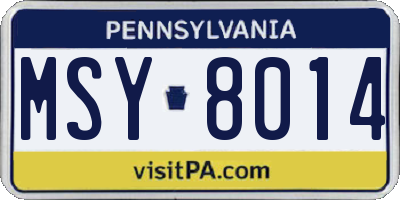 PA license plate MSY8014