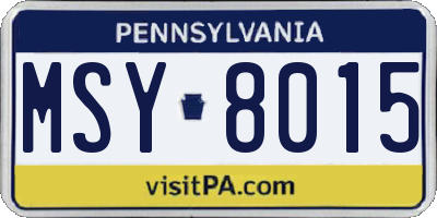 PA license plate MSY8015