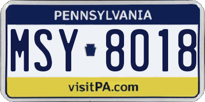 PA license plate MSY8018