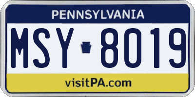 PA license plate MSY8019
