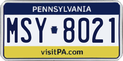 PA license plate MSY8021