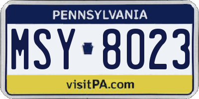 PA license plate MSY8023