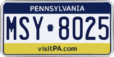 PA license plate MSY8025