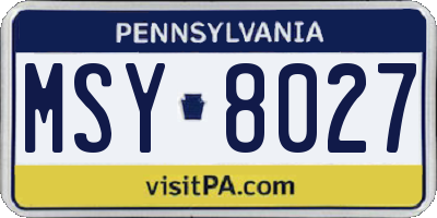PA license plate MSY8027