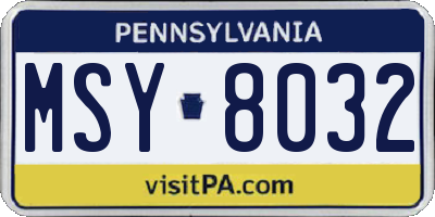 PA license plate MSY8032