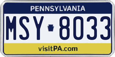 PA license plate MSY8033