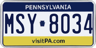 PA license plate MSY8034