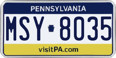 PA license plate MSY8035