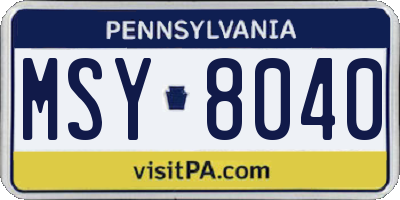 PA license plate MSY8040