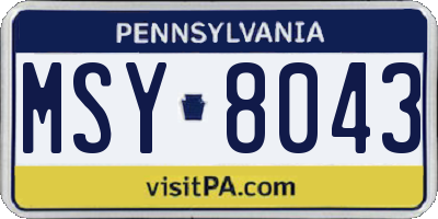 PA license plate MSY8043
